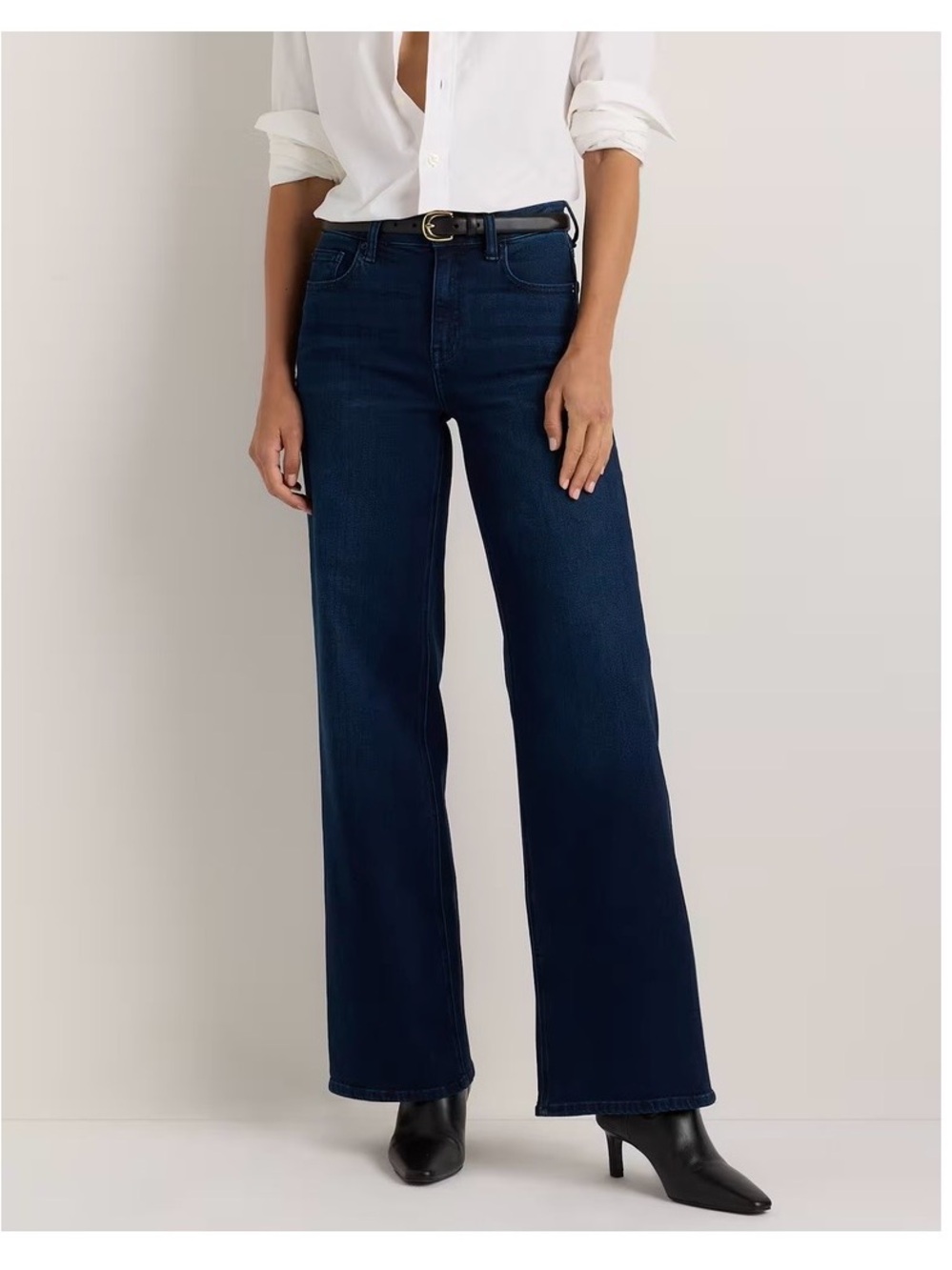 Quince Bella Stretch Wide Leg Jean Deep Sea Blue Womens Size 29/32 - Picture 11 of 13